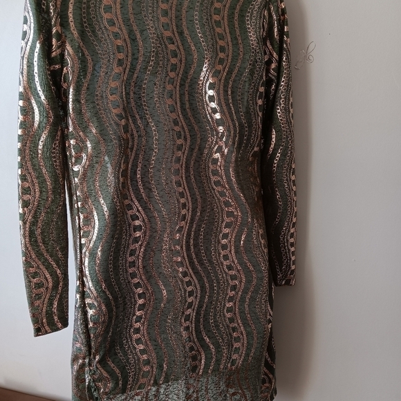 New With Tags. Green with Copper shimmer design sheer cardigan. Women's size M. - Picture 3 of 4
